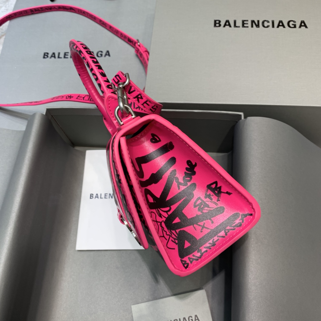 Balenciaga Hourglass XS Handbag Graffiti Shoulder Bag Red